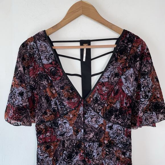 Free People Perfect Dream Mini Dress SZ 6 Velvet Burnout Whimsigoth Couquette - Picture 5 of 11